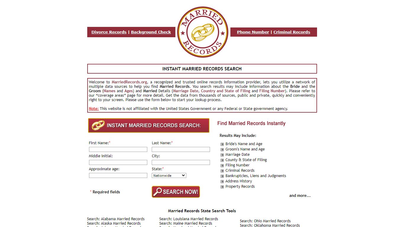 MarriedRecords.org - Find Married Records Online